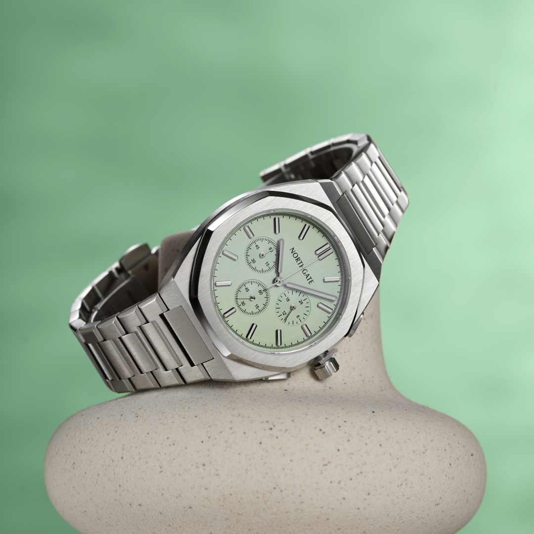 Frame-1984078340.png Chronograph Light Green Silver size 40mm - Image 1