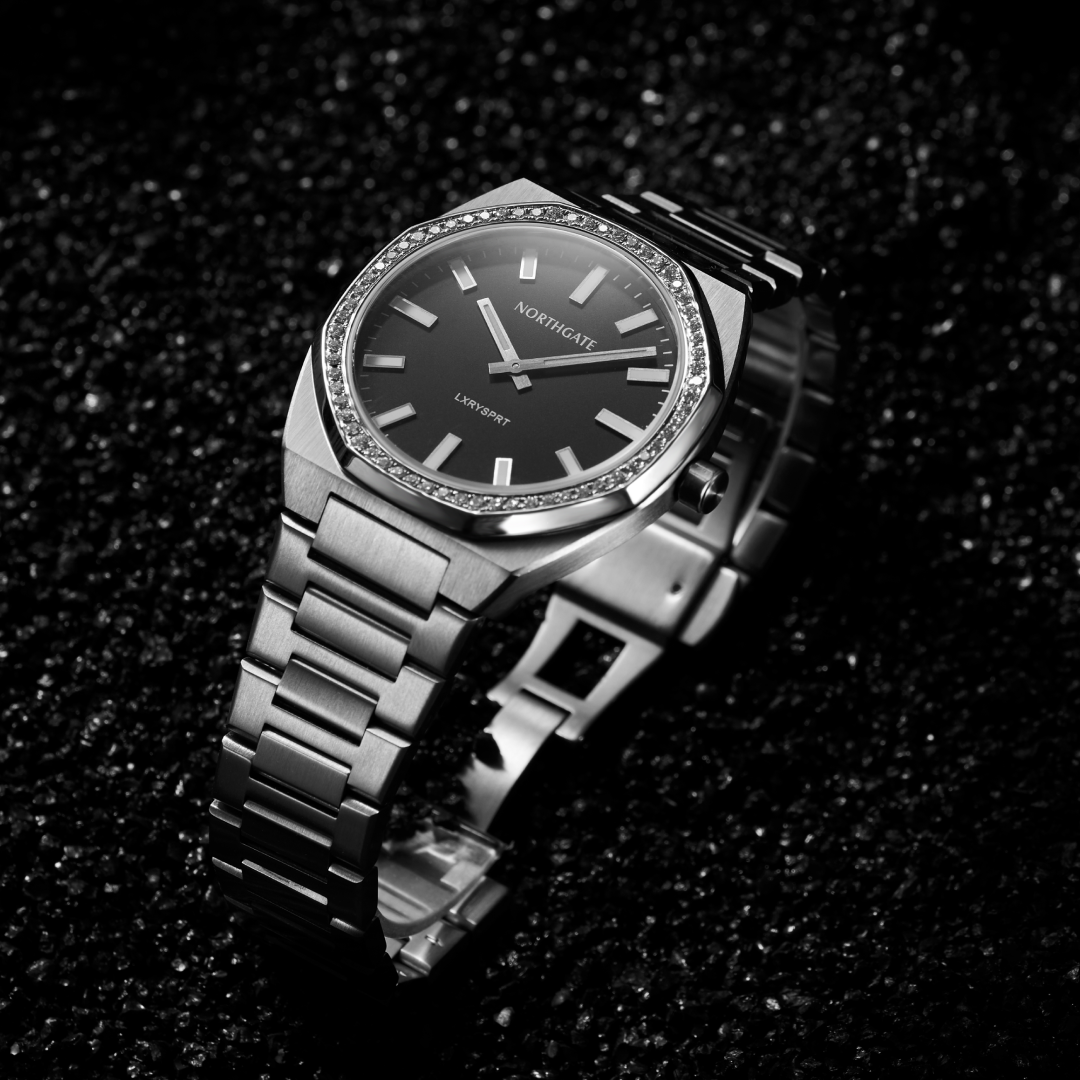 Frame-1984078372.png NORTHGATE CLUB 40 Diamond Black Silver – size 40mm - Image 1
