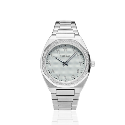The Grey with Arabic Numbers diamond silver size 40mm