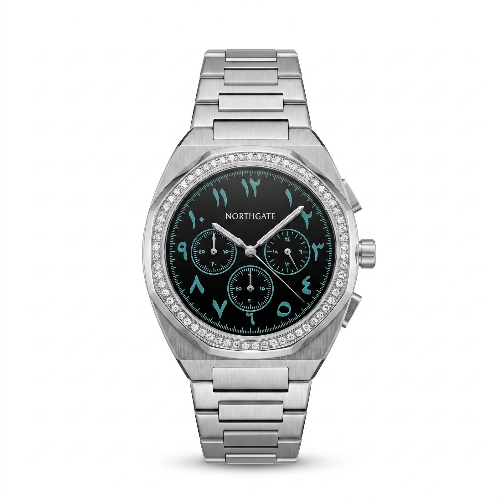 Watch_e-commerce_product_photograph_2K_202607301735 Northgate Club Chronograph – Diamond Arabic Black - Image 1